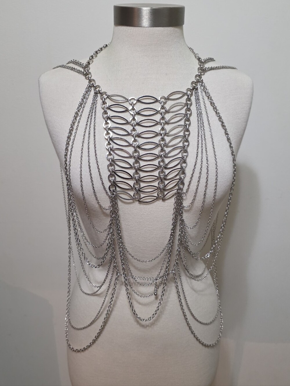 Silvertone Chain Body Harness Jewelry Goth Grunge Punk